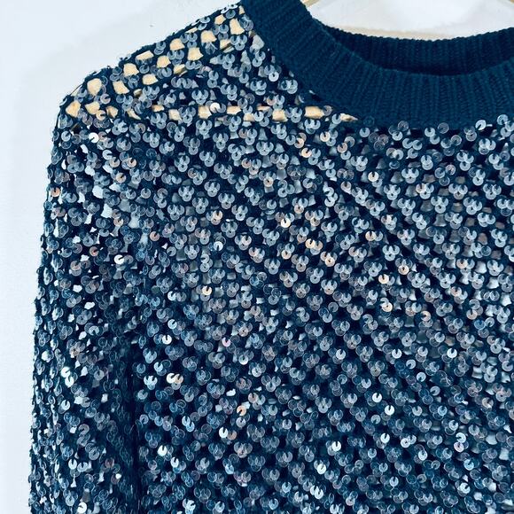 MICHAEL KORS Designer Cashmere sequin Open Knit Top Womans Small - Picture 4 of 12